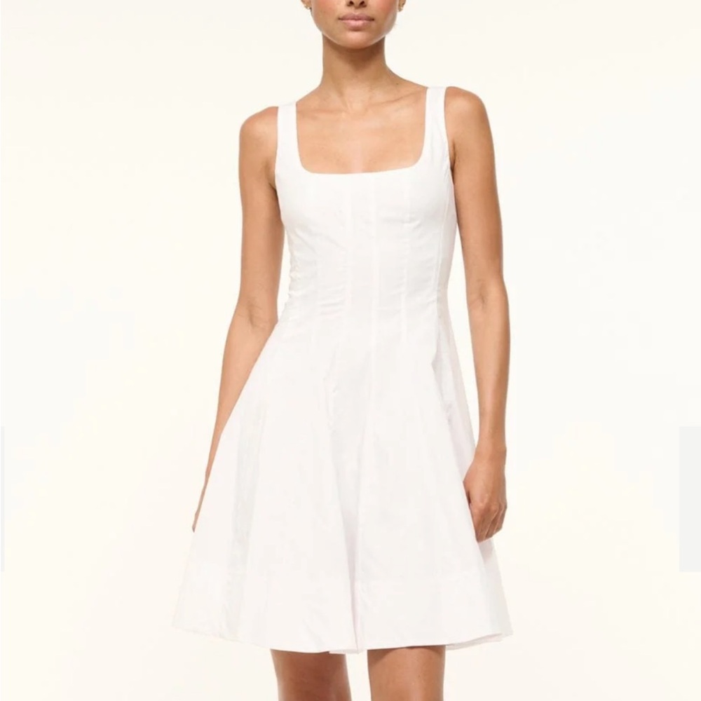New STAUD MINI WELLS DRESS WHITE - Picture 2 of 14